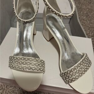 Elegant White and Silver Women's Heels
